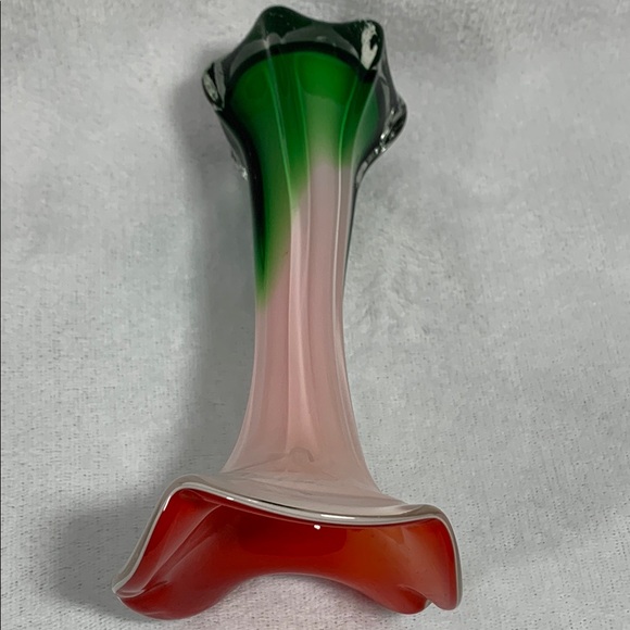 Murano Glass Flower Vase Handcrafted Jack In The Pulpit - Picture 7 of 10